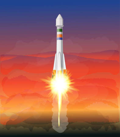 rocket takes off into spaceのイラスト素材