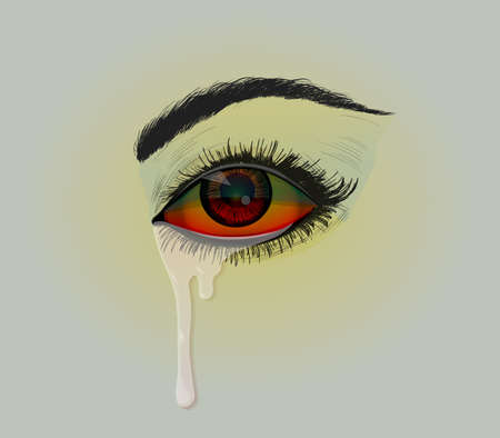colored eye with a tearのイラスト素材