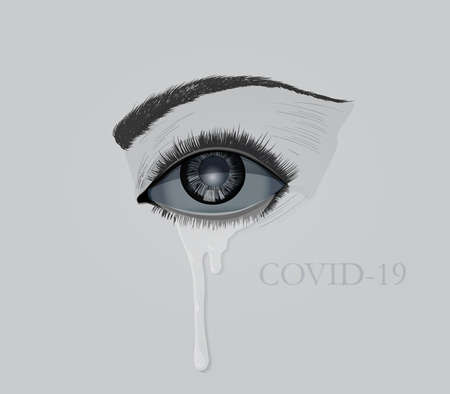 grayscale eye with a tearのイラスト素材