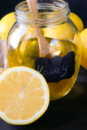 The concept of getting ready to autumn. Lemon and honey.の写真素材