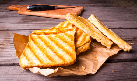 Crispy hot sandwiches with cheese, grilledの写真素材