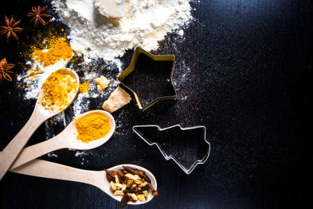 Ingredients for ginger biscuits, Christmas baking, and baking to the day of Thanksgiving: ginger,...