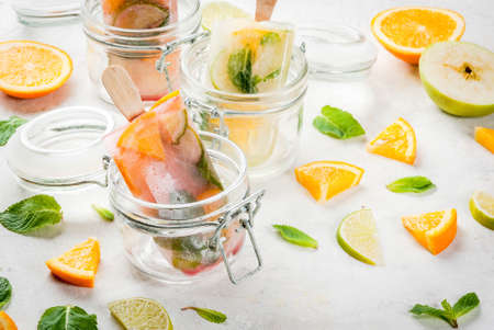 Homemade ice cream. Frozen drinks. Fresh fruits, citrus. Popsicles of red, white sangria, lemonade...