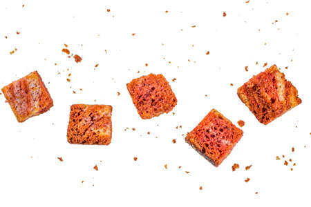 Bread crackers with spices isolate on white background patternの写真素材