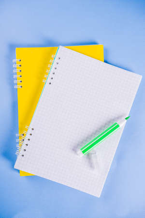 Back to school background, with bright accessories supplies for school and study - pen, pencils,...
