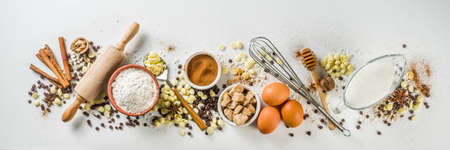 Ingredients for autumn winter festive bakingの写真素材