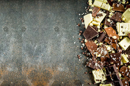 Assorted different types of chocolateの写真素材