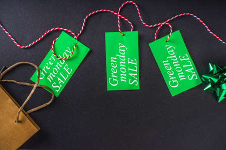 Christmas Clearance and Sale Concept. Black Friday, Green Monday (Cyber Monday) Sale. With Discount...