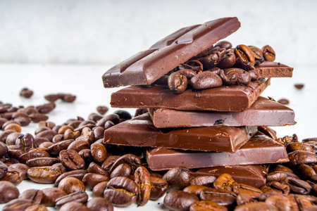 Trendy new kind of coffee. Coffee in bars like chocolate, made from coffee beans, tasty and healthy...