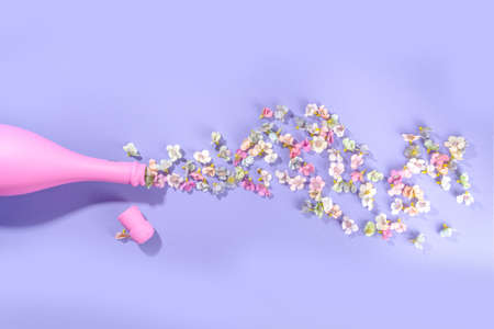 Mother day, Birthday, 8 march, Spring holiday background with spring blossom flowers, pink colored...