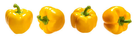 Sweet yellow bell pepper isolated on white backgroundの写真素材