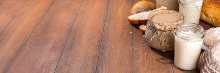 Healthy lifestyle, gluten free fermenting diet. Homemade sourdough. Active bubbly rye, wheat, oat...