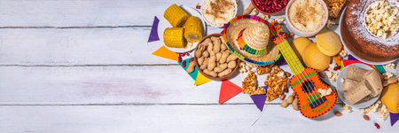 Traditional Festa Junina Summer Festival Carnival Food. Traditional Brazilian Festa Junina dishes...
