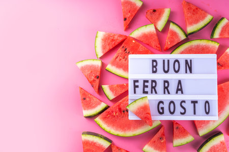 Buon Ferragosto (Happy Ferragosto) greeting card, holiday background, Italian harvest festival...