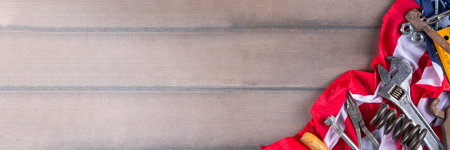American National Patriotic Workers Happy Labor day Holiday background. Construction and...