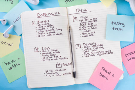 Dopamine Menu to Stimulate Your ADHD Brain, daily dose of happiness and Serotonin, list of...