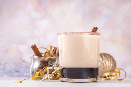 Gingerbread white russian Christmas cocktail with sweet gingerbread syrup, coffee liqueur, spices...
