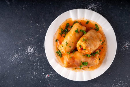 Comfort warm winter food, balanced Eastern European dinner recipe ideas, cabbage rolls, stuffed...