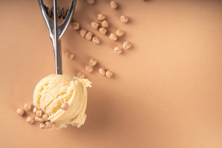 Healthy Vegan Chickpea ice cream, raw veggie vegetarian gelato made with banana and chickpeasの写真素材