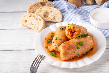 Comfort warm winter food, balanced Eastern European dinner recipe ideas, cabbage rolls, stuffed...