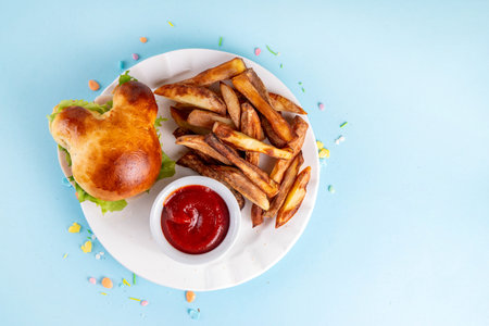 Delicious rabbit bunny shaped sandwich burgers for Easter holiday pastry, breakfast or lunch, Tasty...