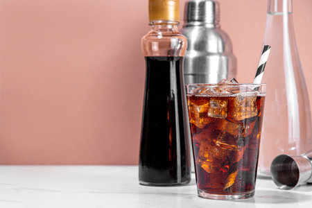 Viral healthy drink, alternative diet homemade cocktail with balsamic vinegar and soda water