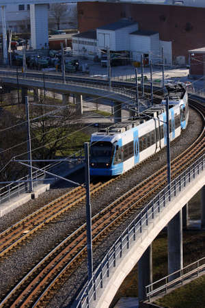 A tram on a bridge