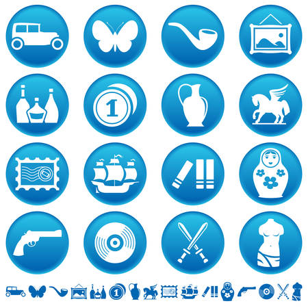 Collecting and hobby iconsのイラスト素材
