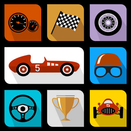 Racing flat iconsのイラスト素材