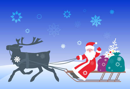 Santa Claus and reindeerのイラスト素材