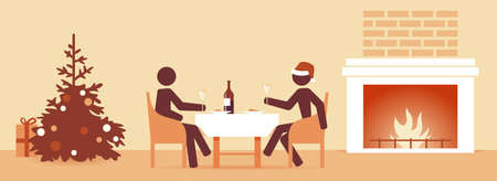 Two man celebrate christmasのイラスト素材