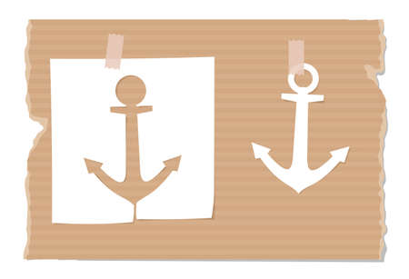 Silhouette of anchor cut out from paper on cardboardのイラスト素材
