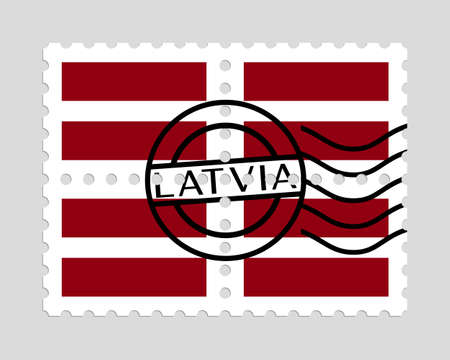 Latvian flag on postage stamps icon.のイラスト素材