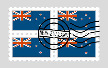 New Zealand flag on postage stamps icon.のイラスト素材