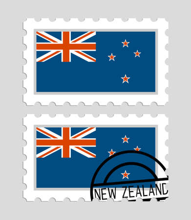 New Zealand flag on postage stamps icon.のイラスト素材