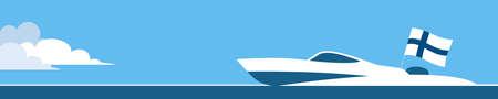 Motor boat with finland flagのイラスト素材