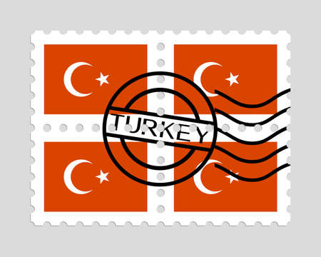 Turkish flag on postage stampsのイラスト素材