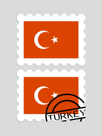 Turkish flag on postage stampsのイラスト素材