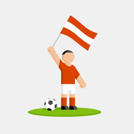 Austrian soccer player in kit with flag and ballのイラスト素材