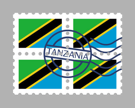 Tanzania flag on postage stampsのイラスト素材