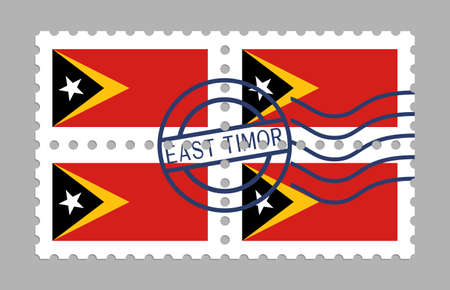 East Timor flag on postage stampsのイラスト素材