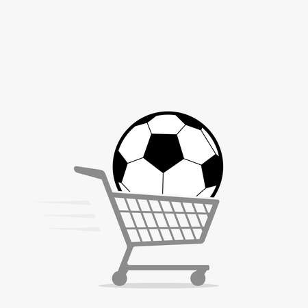 Shopping cart and soccer ball iconのイラスト素材
