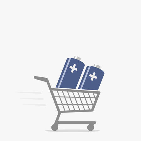 Shopping cart and battery iconのイラスト素材