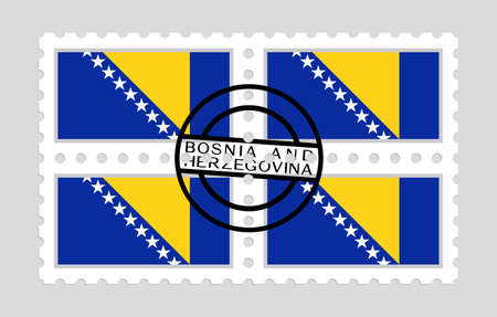 Bosnia and herzegovina flag on postage stampsのイラスト素材