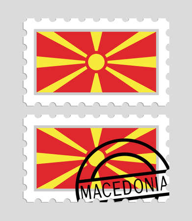 Macedonia flag on postage stampsのイラスト素材