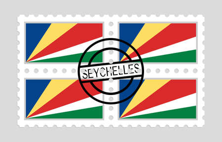 Seychelles flag on postage stampsのイラスト素材