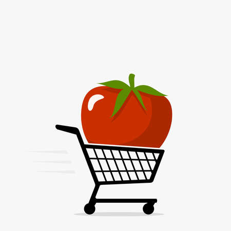 Shopping cart and tomato iconのイラスト素材