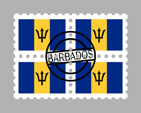 Barbados flag on postage stampsのイラスト素材