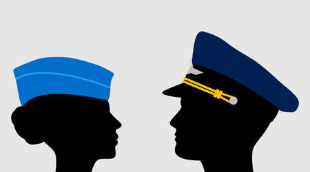 Pilot and stewardess in uniform capsのイラスト素材