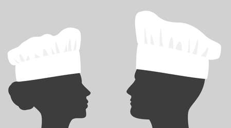 Young people in chef hatsのイラスト素材